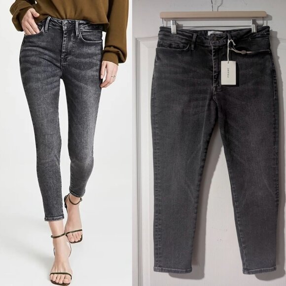 Frame | Le One Skinny Crop In Hughes Black Wash (Size 2: 29-34) - Picture 1 of 13
